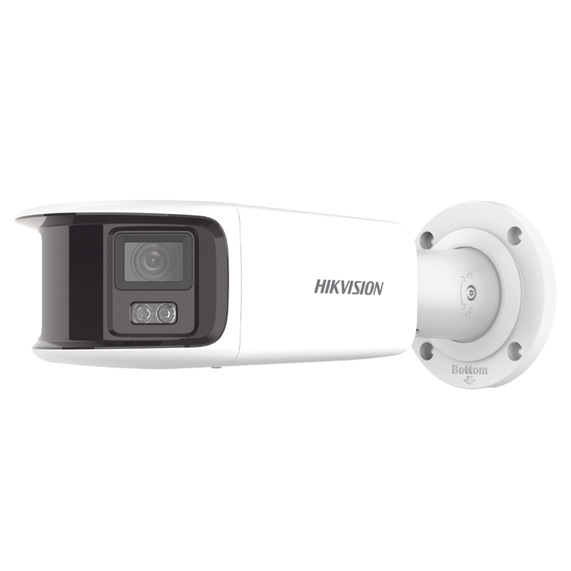 Camara Bala IP Panoramica 8 MP 4K / 2 Lentes 4 mm 180° / Color 24/7 ColorVu / PoE / WDR 130° / IP67 / ACUSENSE / Luz Estrobo y A