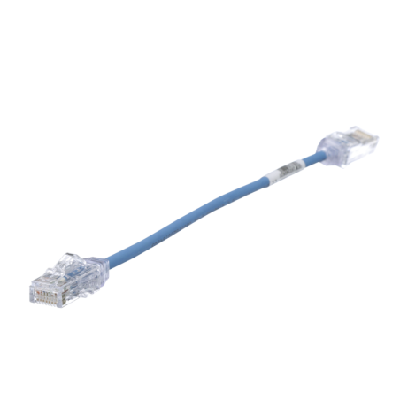 Cable de Parcheo TX6 UTP Cat6 Diametro Reducido (28AWG) Azul 20cm