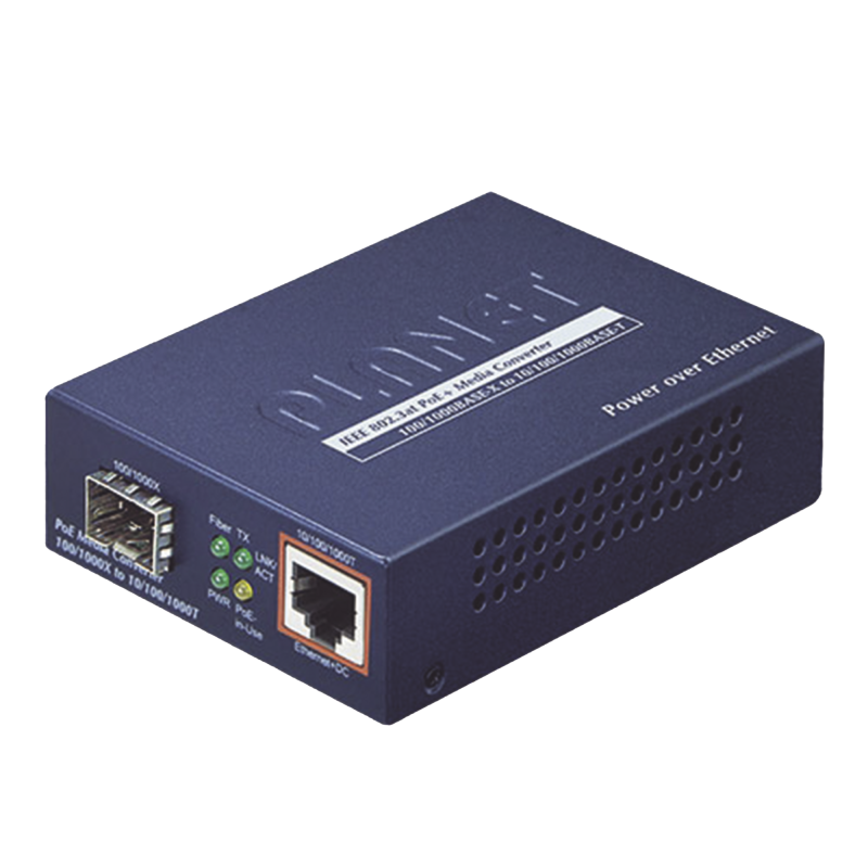 Convertidor IEEE802.3af/at PoE 10/100/1000Base-T a 100/1000X SFP