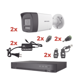 Kit Audio Bidireccional TurboHD 1080p / DVR 4 Canales / 2 Camaras Bala ExteriorBocina y Mic. Int. / 2 Fuentes de Poder / Accesor