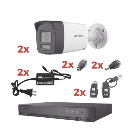 Kit Audio Bidireccional TurboHD 1080p / DVR 4 Canales / 2 Camaras Bala ExteriorBocina y Mic. Int. / 2 Fuentes de Poder / Accesor