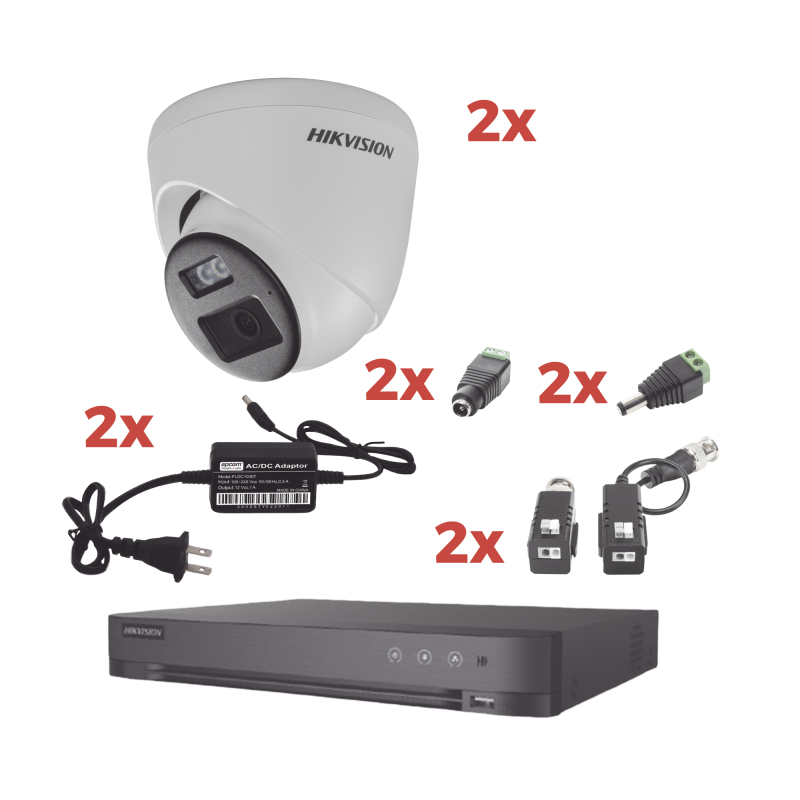 Kit Audio Bidireccional TurboHD 1080p / DVR 4 Canales / 2 Camaras Camara Eyeball ExteriorBocina y Mic. Int. / 2 Fuentes de Poder