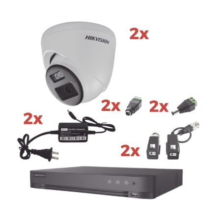 Kit Audio Bidireccional TurboHD 1080p / DVR 4 Canales / 2 Camaras Camara Eyeball ExteriorBocina y Mic. Int. / 2 Fuentes de Poder