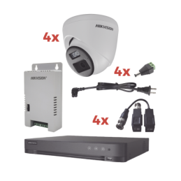 Kit Audio Bidireccional TurboHD 1080p / DVR 4 Canales / 4 Camaras Camara Eyeball ExteriorBocina y Mic. Int. / 1 Fuente de Poder