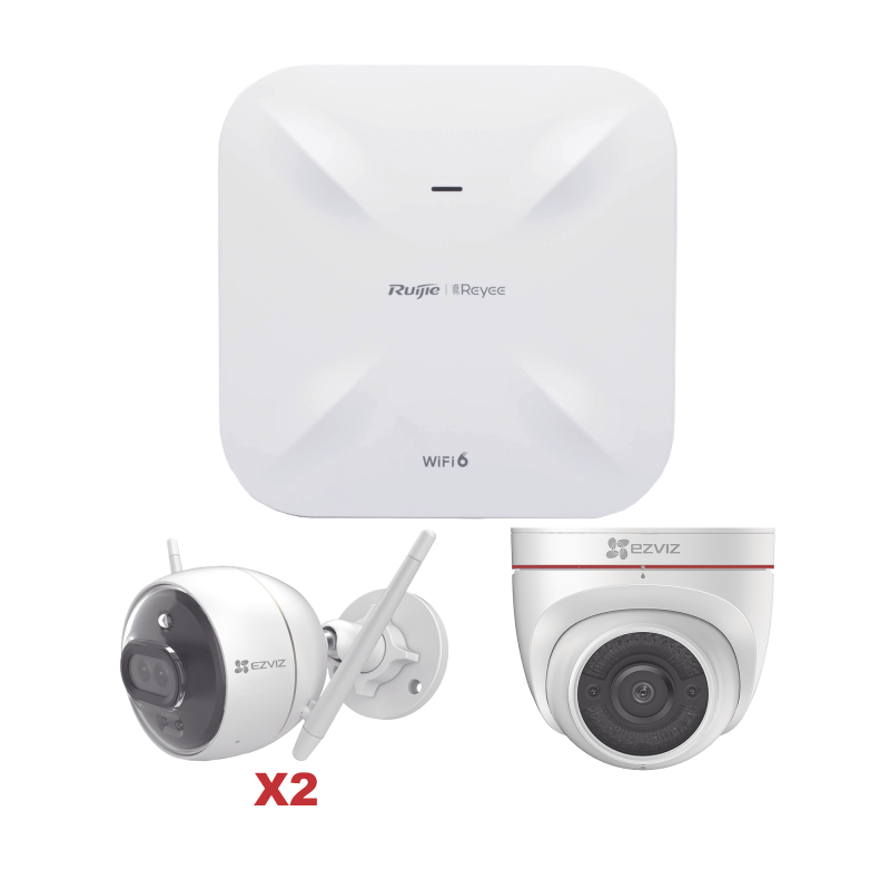 Kit de Camaras Wi-Fi EZVIZAccess Point Ruijie / Incluye 2 Piezas C3X / 1 Pieza C4W / 1 Access Poin RG-RAP6260G