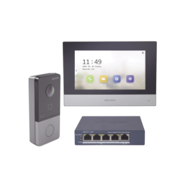 Kit de Videoportero IP + Switch Poe Poe Estandarllamada a App de Smartphone HikConnect / Aperturatarjeta MIFARE / Frente de call