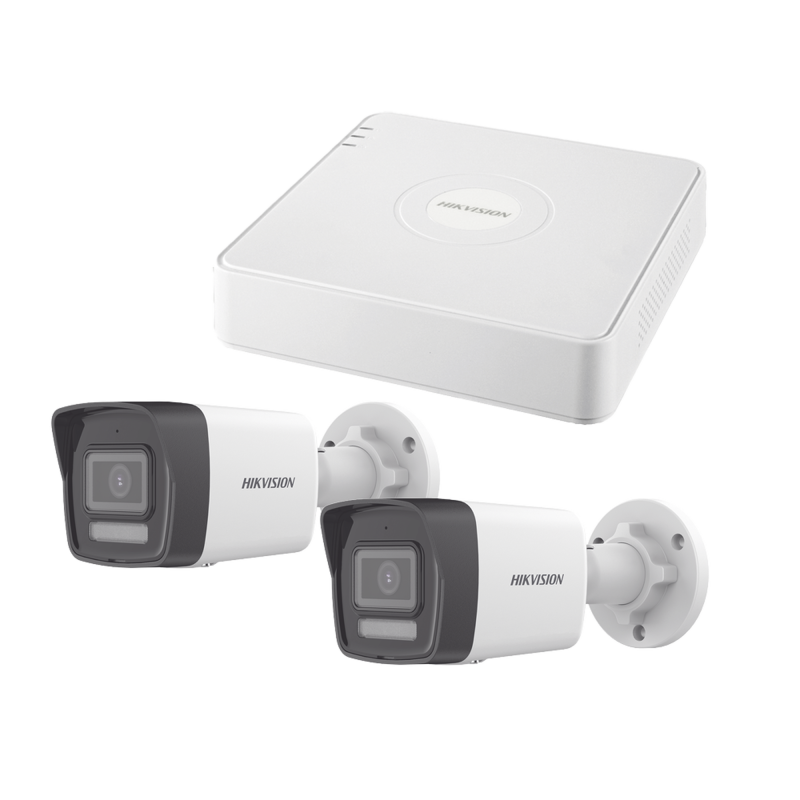 Kit IP 1080p 2 MP / NVR de 4 Canales4 PtosPoE / 2 Camaras Camara Bala IPMic. Int. / ColorVu Lite y ACUSENSE Lite