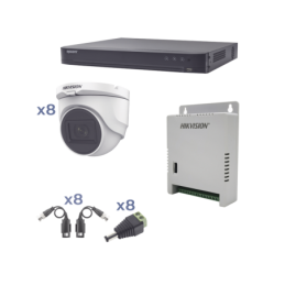 Kit TURBOHD 1080p / DVR 8 Canales / 8 Camaras Camara Turret exterior 2.8 mm / Conectores / Transceptores / Fuente de Poder Profe