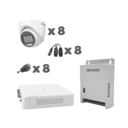 KIT TurboHD 1080p / DVR 8 CanalesCoaxitron / 8 CamarasMic. Int. 106° Vision/ luz blanca + IR vision nocturna / Transceptores / C