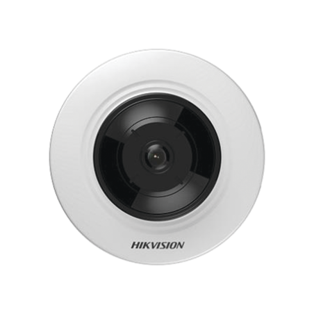 Mini Camara FisheyeIP 5 MP / Panoramica 180° - 360° / Mic. Int. / 8 mts IR / Interior / PoE / Multiples Vistas por iVMS-4200 /