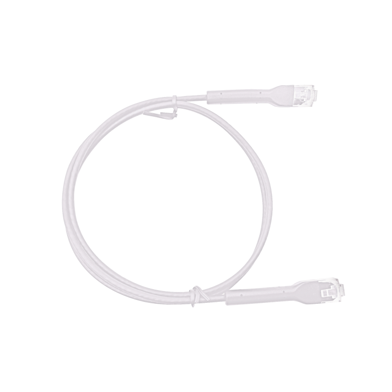 Cable de Parcheo Ultra Slim Con Bota Flexible UTP Cat6 - 5 m Blanco Diametro Reducido