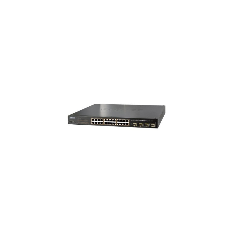 Switch Administrable L2+ de 24 puertos 10/100/1000T PoE+ con 4 puertos combo TP/SFP Gigabit