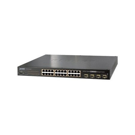 Switch Administrable L2+ de 24 puertos 10/100/1000T PoE+ con 4 puertos combo TP/SFP Gigabit