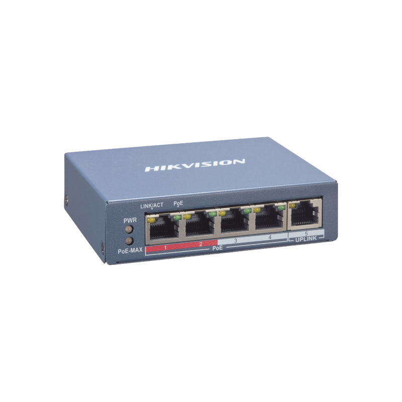 Switch Gigabit PoE+ / Monitoreable / 4 Ptos10/100 Mbps PoE+ / 1 Puerto 10/100 Mbps Uplink / Modo Estendido hasta 300 Metros /