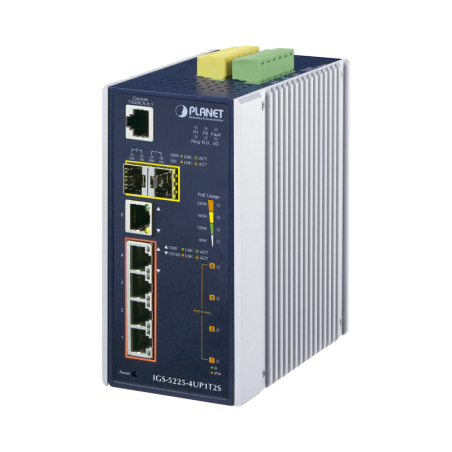 Switch Industrial Administrable 4 Puertos Gigabit c/Ultra PoE 802.3af/at 2 Puertos SFP