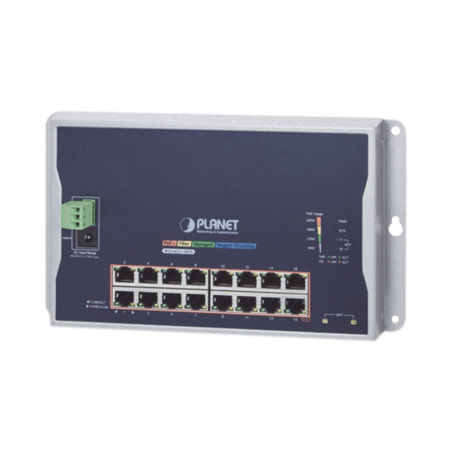 Switch Industrial Administrable Capa 2 de Pared16 Puertos PoE 802.3at Gigabit y 2 Puertos SFP