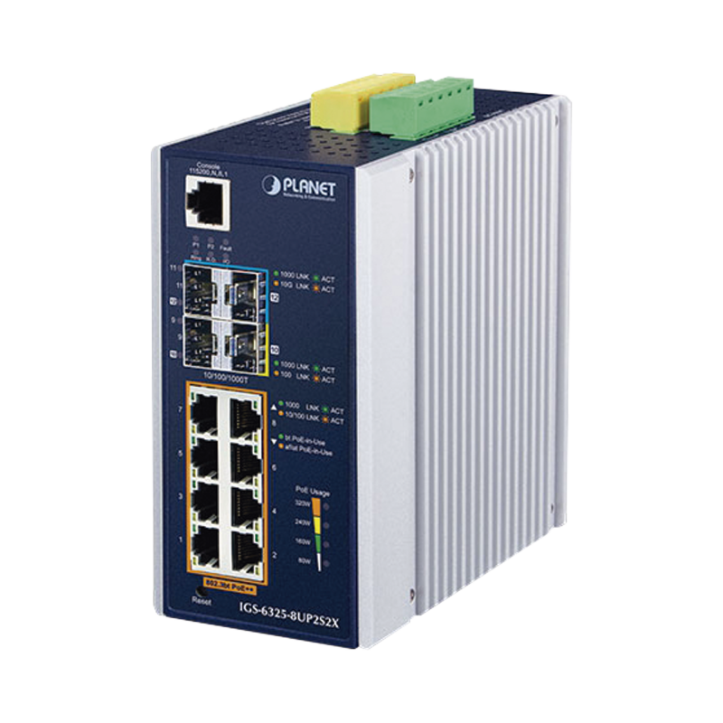 Switch Industrial Administrable Capa 3 con8 Puertos Gigabit PoE 802.3bt 2 Puertos SFP de 1 G/2.5 G 2 Puertos SFP 10 G