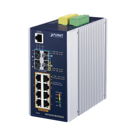 Switch Industrial Administrable Capa 3 con8 Puertos Gigabit PoE 802.3bt 2 Puertos SFP de 1 G/2.5 G 2 Puertos SFP 10 G