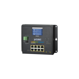 Switch Industrial Flat-Type 8 Puertos Gigabit C/PoE 802.3at 2 Puertos SFP LCD