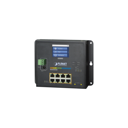 Switch Industrial Flat-Type 8 Puertos Gigabit C/PoE 802.3at 2 Puertos SFP LCD