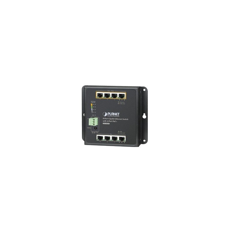 Switch Industrial No Administrable Multiple Montaje Pared Riel DIN y Magnetico 8 Puertos Gigabit con 4 puertos PoE 802.3at