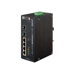 Switch PoE Industrial No Administrable de 4 Puertos PoE 10/100/1000T 802.3at 2 Puertos SFP 10/1000X