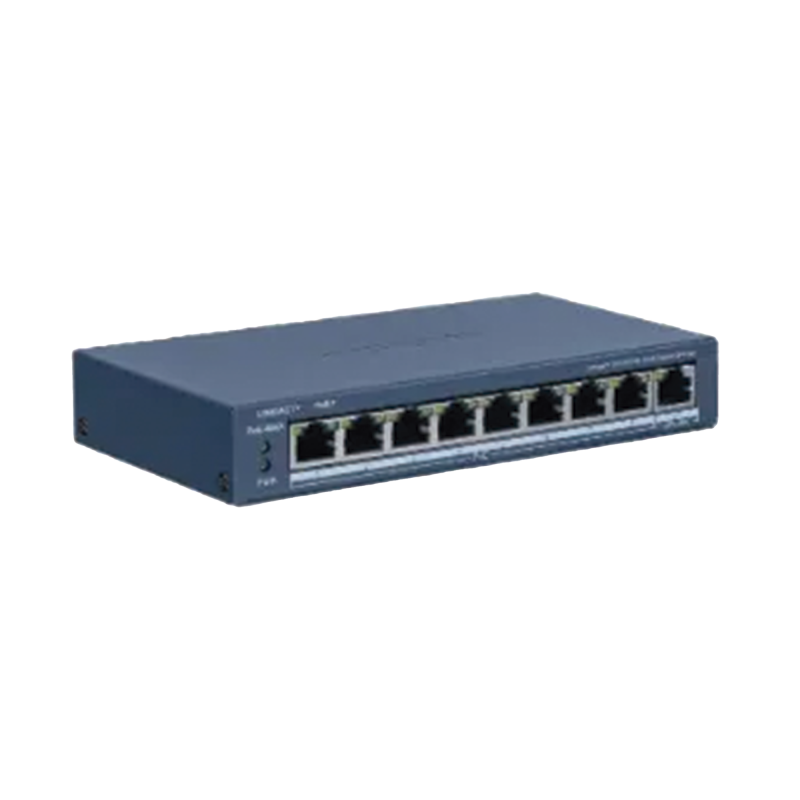 Switch PoE+ / Monitoreable / 8 Ptos100 Mbps PoE+ / 1 Puerto 1000 Mbps Uplink / PoE hasta 300 metros / Conexion Remota desde Hi