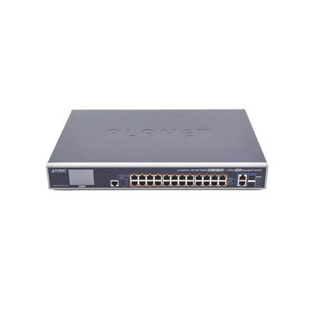 Switch Administrable L3 24 puertos Gigabit PoE 802.3bt 2 puertos 10G SFP+ Pantalla Tactil Fuente Redundante 600W