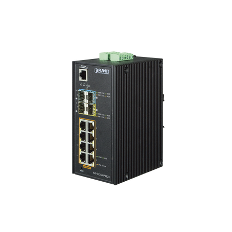 Switch Industrial administrable L2+8 puertos Gigabit con PoE+ 802.3at y 4 puertos SFP