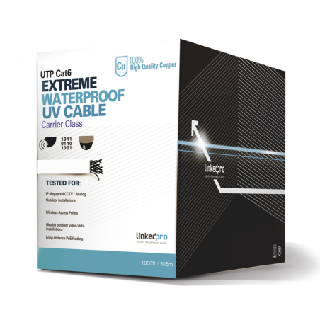 Bobina de Cable UTP 305 Metros Cat6 Calibre 23 CLIMAS EXTREMOS blanco sin blindar Ext