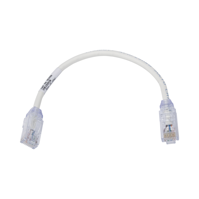 Cable de Parcheo UTP Cat6A Diametro Reducido (28 AWG) CM/LSZH Blanco Mate 8in (20.3cm)